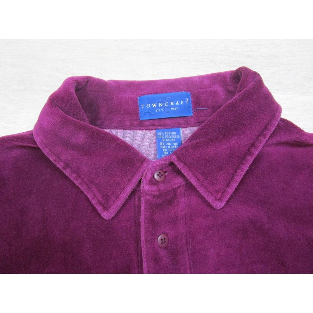 Vintage Towncraft Velour Polo Long Sleeve Terry Cloth Striped Shirt (XL) 1970's‎ - Picture 4 of 10